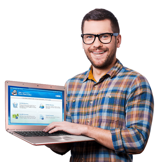Man with a happy face after using the data recovery service